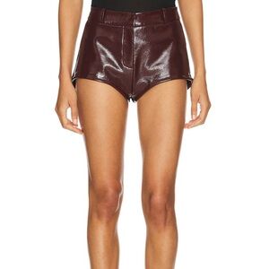 Lamarque Burgundy Leather Shorts